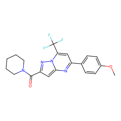 [5-(4-methoxyphenyl)-7-(trifluoromethyl)pyrazolo[1,5-a]pyrimidin-2-yl]-piperidin-1-ylmethanone structure