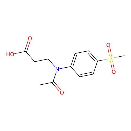 Propanoic acid, 3-[N-acetyl-4-(methylsulfonyl)anilino]- structure