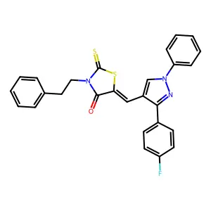 (5Z)-5-{[3-(4-fluorophenyl)-1-phenyl-1H-pyrazol-4-yl]methylidene}-3-(2-phenylethyl)-2-thioxo-1,3-thiazolidin-4-one structure