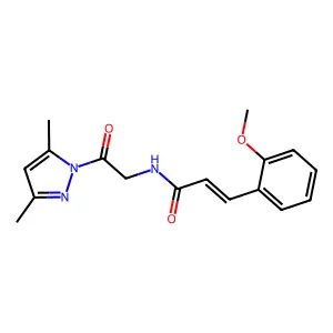 (E)-N-[2-(3,5-dimethylpyrazol-1-yl)-2-oxoethyl]-3-(2-methoxyphenyl)prop-2-enamide structure