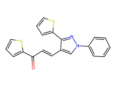 3-(1-Phenyl-3-(2-thienyl)-1H-pyrazol-4-YL)-1-(2-thienyl)-2-propen-1-one structure