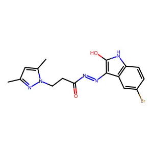 3-(3,5-Dimethyl-pyrazol-1-yl)-propionic acid (5-bromo-2-oxo-1,2-dihydro-indol-3-ylidene)-hydrazide structure
