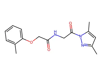 N-[2-(3,5-dimethylpyrazol-1-yl)-2-oxoethyl]-2-(2-methylphenoxy)acetamide structure
