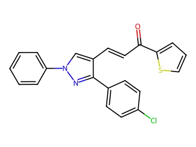 3-(3-(4-Chlorophenyl)-1-phenyl-1H-pyrazol-4-YL)-1-(2-thienyl)-2-propen-1-one structure