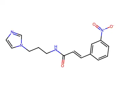 (E)-N-(3-imidazol-1-ylpropyl)-3-(3-nitrophenyl)prop-2-enamide structure