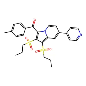 [1,2-Bis(propylsulfonyl)-7-pyridin-4-ylindolizin-3-yl]-(4-methylphenyl)methanone structure