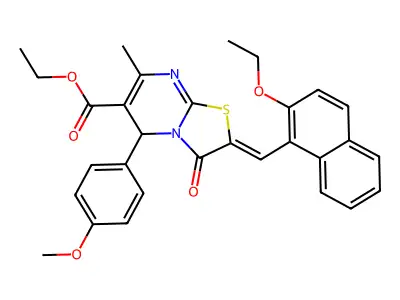 ETHYL (2Z)-2-[(2-ETHOXYNAPHTHALEN-1-YL)METHYLIDENE]-5-(4-METHOXYPHENYL)-7-METHYL-3-OXO-2H,3H,5H-[1,3]THIAZOLO[3,2-A]PYRIMIDINE-6-CARBOXYLATE structure