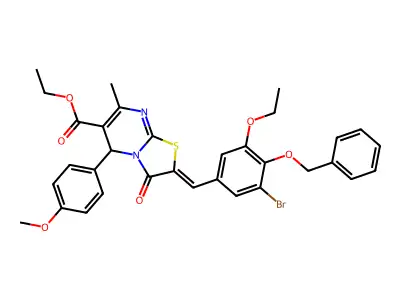 ethyl (2Z)-2-[(3-bromo-5-ethoxy-4-phenylmethoxyphenyl)methylidene]-5-(4-methoxyphenyl)-7-methyl-3-oxo-5H-[1,3]thiazolo[3,2-a]pyrimidine-6-carboxylate structure