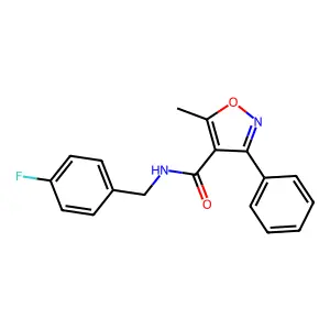 N-(4-fluorobenzyl)-5-methyl-3-phenyl-4-isoxazolecarboxamide structure
