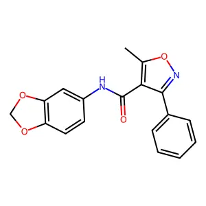 N-(1,3-benzodioxol-5-yl)-5-methyl-3-phenyl-1,2-oxazole-4-carboxamide structure