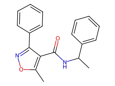 5-methyl-3-phenyl-N-(1-phenylethyl)-4-isoxazolecarboxamide structure