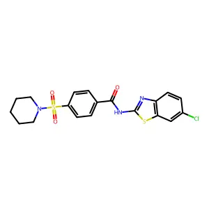 N-(6-chloro-1,3-benzothiazol-2-yl)-4-piperidin-1-ylsulfonylbenzamide structure
