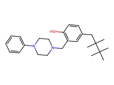 2-[(4-Phenylpiperazin-1-yl)methyl]-4-(2,2,3,3-tetramethylbutyl)phenol structure