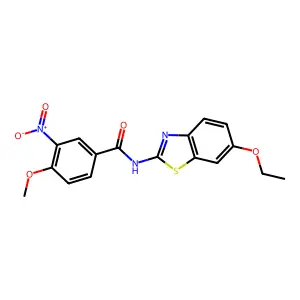 N-(6-ethoxy-1,3-benzothiazol-2-yl)-4-methoxy-3-nitrobenzamide structure