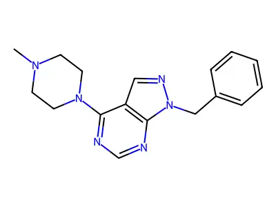 1-benzyl-4-(4-methylpiperazin-1-yl)-1H-pyrazolo[3,4-d]pyrimidine structure