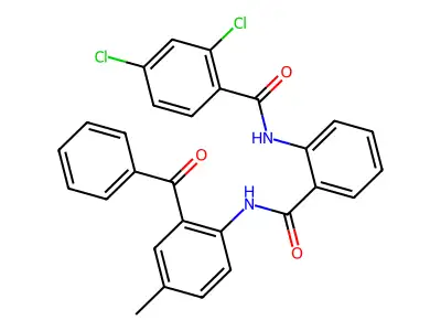 N-(2-((2-benzoyl-4-methylphenyl)carbamoyl)phenyl)-2,4-dichlorobenzamide structure