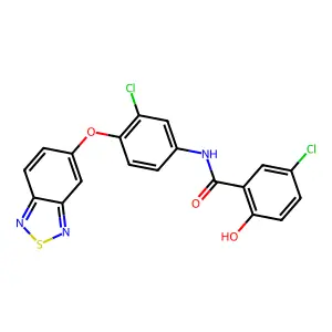N-[4-(2,1,3-benzothiadiazol-5-yloxy)-3-chlorophenyl]-5-chloro-2-hydroxybenzamide structure