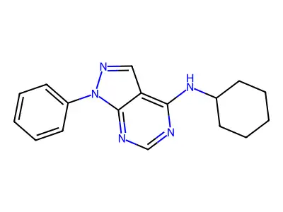 N-cyclohexyl-1-phenyl-1H-pyrazolo[3,4-d]pyrimidin-4-amine structure