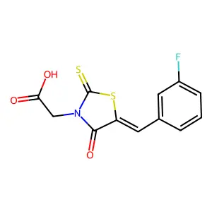 [(5Z)-5-(3-fluorobenzylidene)-4-oxo-2-thioxo-1,3-thiazolidin-3-yl]acetic acid structure