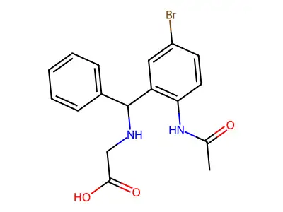 ((2-Acetamido-5-bromophenyl)(phenyl)methyl)glycine structure