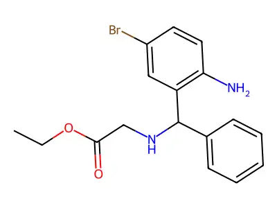 Ethyl 2-(((2-amino-5-bromophenyl)(phenyl)methyl)amino)acetate structure