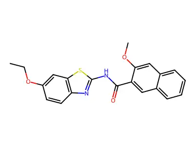 N-(6-ethoxy-1,3-benzothiazol-2-yl)-3-methoxynaphthalene-2-carboxamide structure