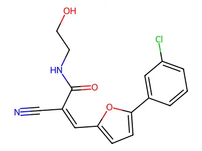 3-(5-(3-Chlorophenyl)furan-2-yl)-2-cyano-N-(2-hydroxyethyl)acrylamide structure