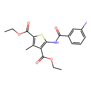 Diethyl 5-(3-iodobenzamido)-3-methylthiophene-2,4-dicarboxylate structure