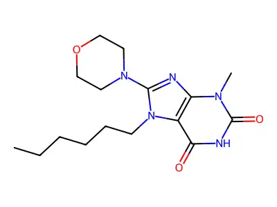 7-Hexyl-3-methyl-8-morpholin-4-ylpurine-2,6-dione structure