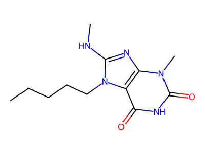 3-methyl-8-(methylamino)-7-pentyl-1H-purine-2,6(3H,7H)-dione structure