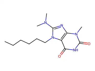 8-(Dimethylamino)-7-hexyl-3-methylpurine-2,6-dione structure
