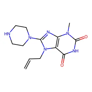 3-Methyl-8-piperazin-1-yl-7-prop-2-enylpurine-2,6-dione structure