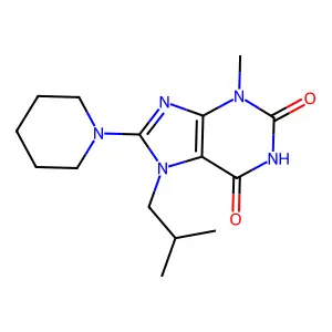 7-isobutyl-3-methyl-8-(piperidin-1-yl)-1H-purine-2,6(3H,7H)-dione structure