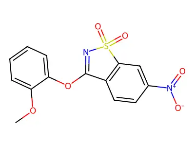 3-(2-Methoxyphenoxy)-6-nitro-1,2-benzothiazole 1,1-dioxide structure