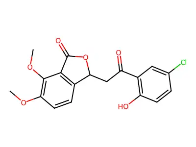 3-[2-(5-chloro-2-hydroxyphenyl)-2-oxoethyl]-6,7-dimethoxy-3H-2-benzofuran-1-one structure