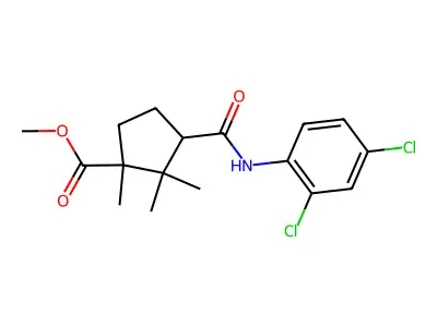 Methyl 3-((2,4-dichlorophenyl)carbamoyl)-1,2,2-trimethylcyclopentanecarboxylate structure