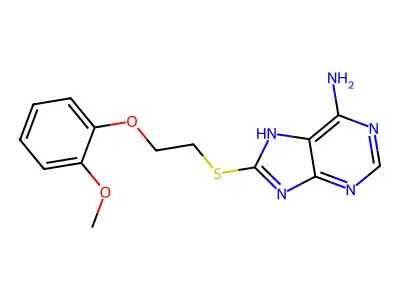 8-[2-(2-methoxyphenoxy)ethylsulfanyl]-7H-purin-6-amine structure