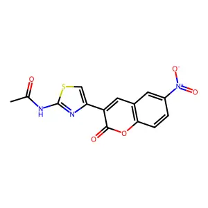N-[4-(6-nitro-2-oxo-2H-chromen-3-yl)-1,3-thiazol-2-yl]acetamide structure