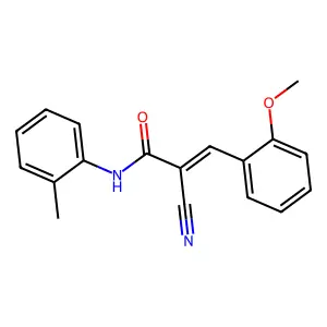 (2E)-2-cyano-3-(2-methoxyphenyl)-N-(2-methylphenyl)acrylamide structure