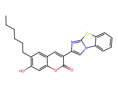 6-Hexyl-7-hydroxy-3-imidazo[2,1-b][1,3]benzothiazol-2-ylchromen-2-one structure