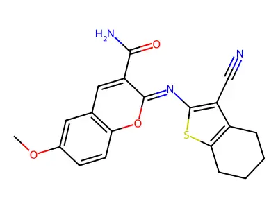 (2Z)-2-[(3-cyano-4,5,6,7-tetrahydro-1-benzothiophen-2-yl)imino]-6-methoxy-2H-chromene-3-carboxamide structure