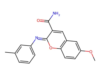 (2Z)-6-methoxy-2-[(3-methylphenyl)imino]-2H-chromene-3-carboxamide structure