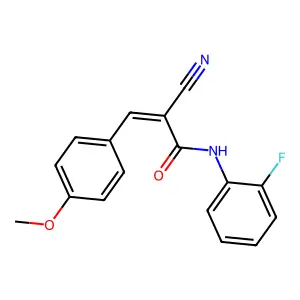 (E)-2-cyano-N-(2-fluorophenyl)-3-(4-methoxyphenyl)acrylamide structure