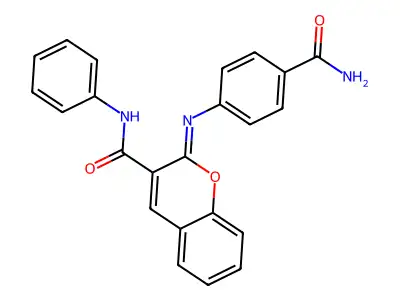 (2Z)-2-[(4-carbamoylphenyl)imino]-N-phenyl-2H-chromene-3-carboxamide structure