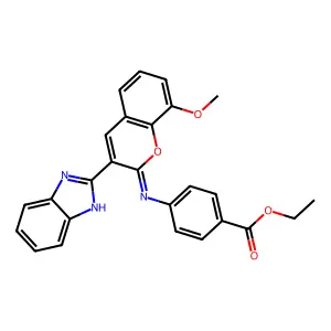 ethyl 4-[[3-(1H-benzimidazol-2-yl)-8-methoxychromen-2-ylidene]amino]benzoate structure