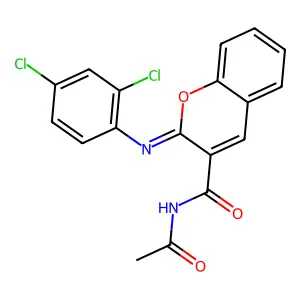 (2Z)-N-acetyl-2-[(2,4-dichlorophenyl)imino]-2H-chromene-3-carboxamide structure