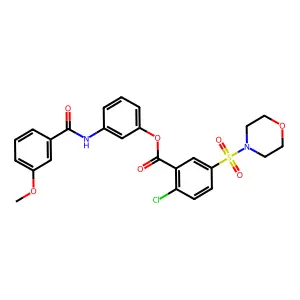 3-[(3-Methoxybenzoyl)amino]phenyl 2-chloro-5-(4-morpholinylsulfonyl)benzoate structure