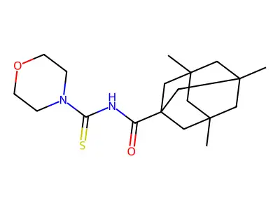 3,5,7-trimethyl-N-[4-morpholinyl(sulfanylidene)methyl]-1-adamantanecarboxamide structure