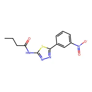 N-[5-(3-nitrophenyl)-1,3,4-thiadiazol-2-yl]butanamide structure