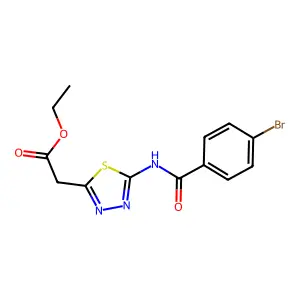 Ethyl 2-[5-[(4-bromobenzoyl)amino]-1,3,4-thiadiazol-2-yl]acetate structure